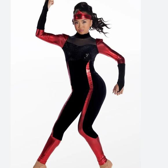 Weissman Other - NEW Kaboom Pow 17648 Weissman Showtime Red, Black Sequin Unitard Size 1C / 8-10